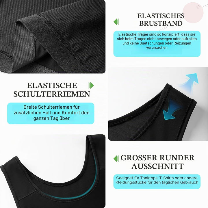 XUJI Atmungsaktive Halb Brust Binder für Transgender FTM Pullover Binder XXL N-schwarz, XXL N-schwar