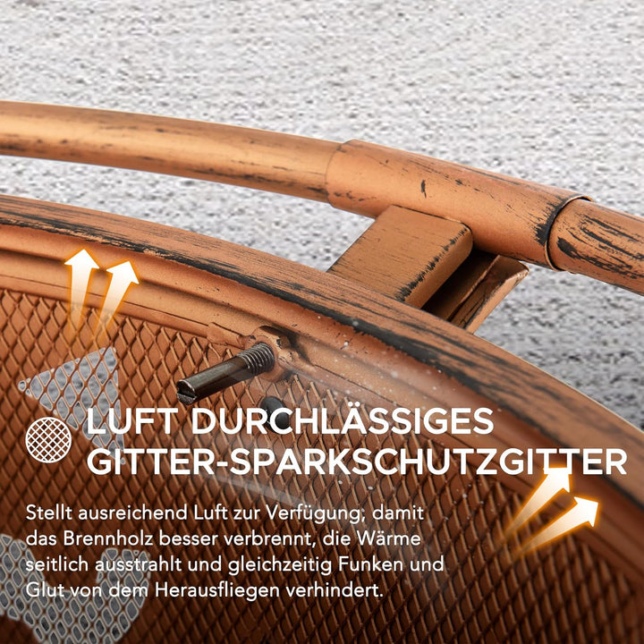 SUNJOY 76 cm Feuerstelle Outdoor Holzfeuerstelle Terrasse Jack-o-Lantern Motiv Runde Stahl Grosse Fe