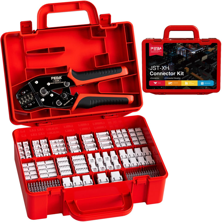 PEBA Crimpzange JST Stecker Set - 18 Arten 2,5 mm JST-XM Steckverbinder und Crimp Pins, 2/3/4/5/6/7