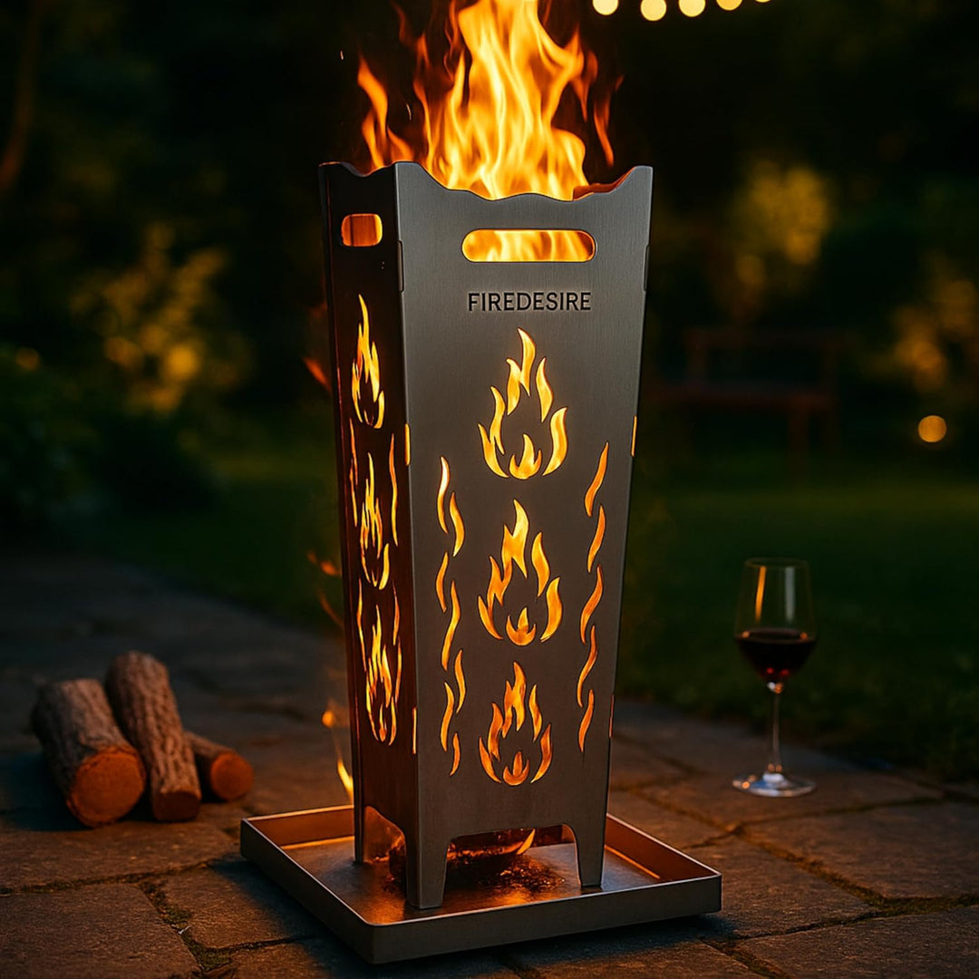 FireDesire Grill Pro Feuerkorb 80cm + Grillplatte + Ascheschale, Feuertonne, Feuerschale, Grilltonne
