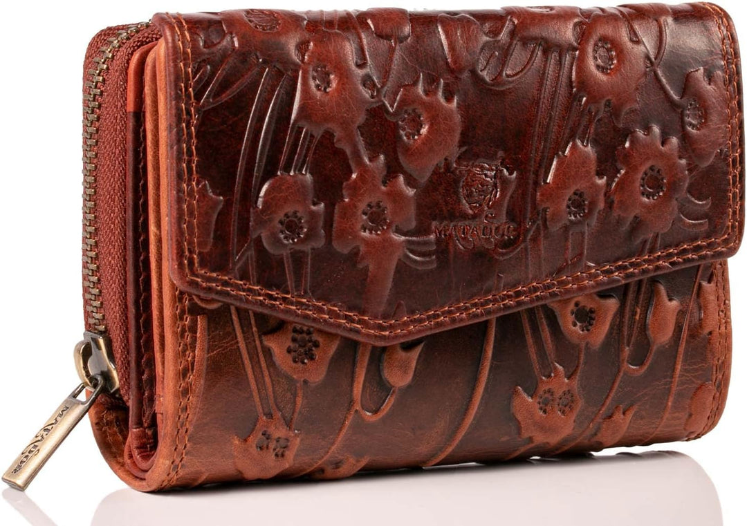 MATADOR [Sevilla RFID Blocker Leder Portemonnaie Damen| Geldbeutel Portmonee Damen mit Geschenk Box|