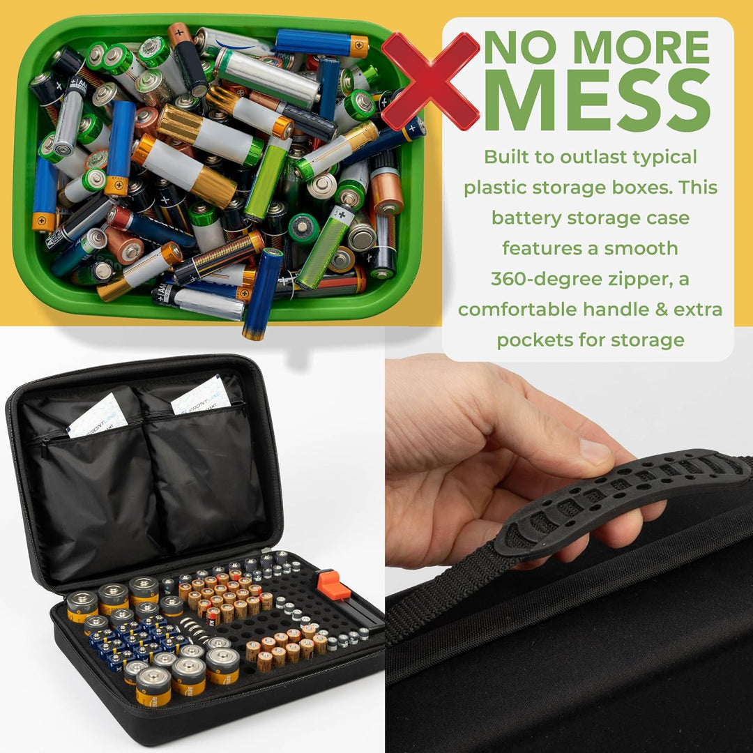 BLOSTM Batterie Organizer mit Batterietester | Batterie Aufbewahrungsbox für 140 Batterien AAA, AA,