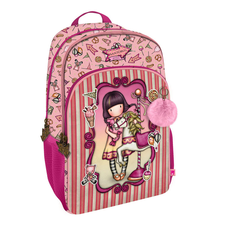 Santoro 1110GJ05 Gorjuss Rucksack mit 3 Reissverschlüssen, Fairground Karussell, 29 x 45 x 17 cm, Ro