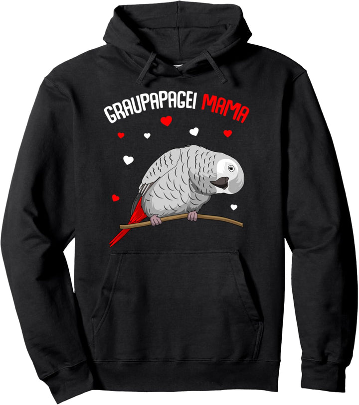 Graupapagei Mama Liebe Papagei Herz Vogel Pullover Hoodie