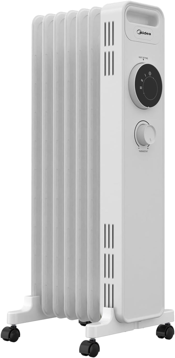 Midea NY1507-22M Ölradiator 1500W Energiesparend Leise, Elektroheizung mit 7 Rippen, Thermostat,3 He
