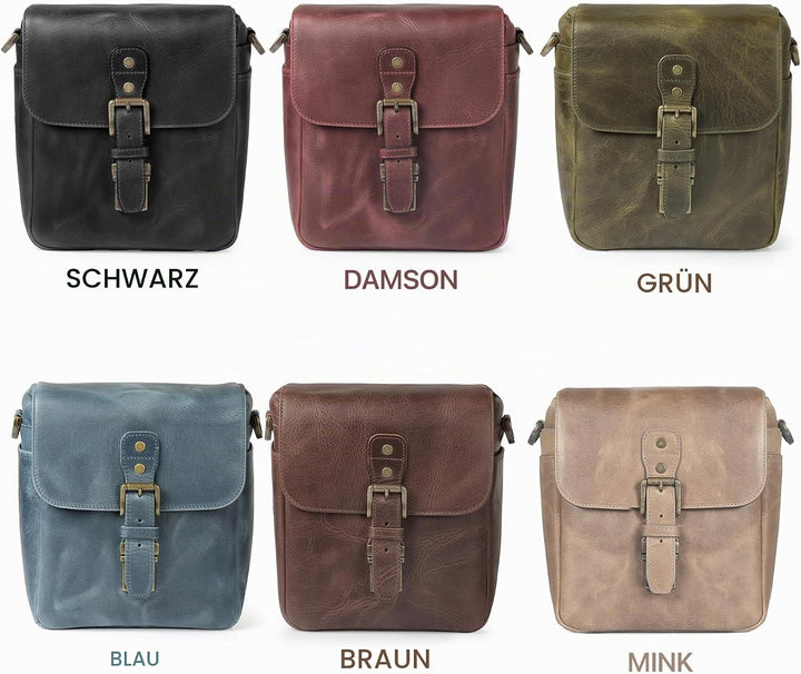 MegaGear MG1702 Torres Mini Kameratasche - Kuriertasche aus echtem Leder für Spiegellose, Sofortbild