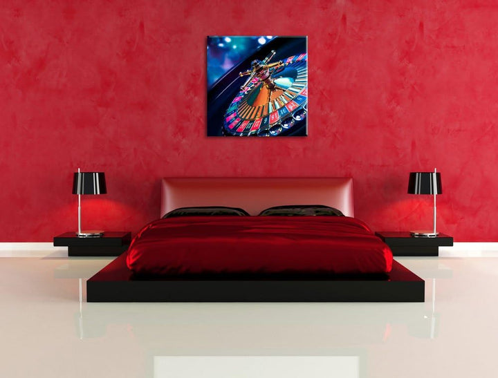 Pixxprint Roulettetisch, Format: 70x70 auf Leinwand, XXL riesige Bilder fertig gerahmt mit Keilrahme