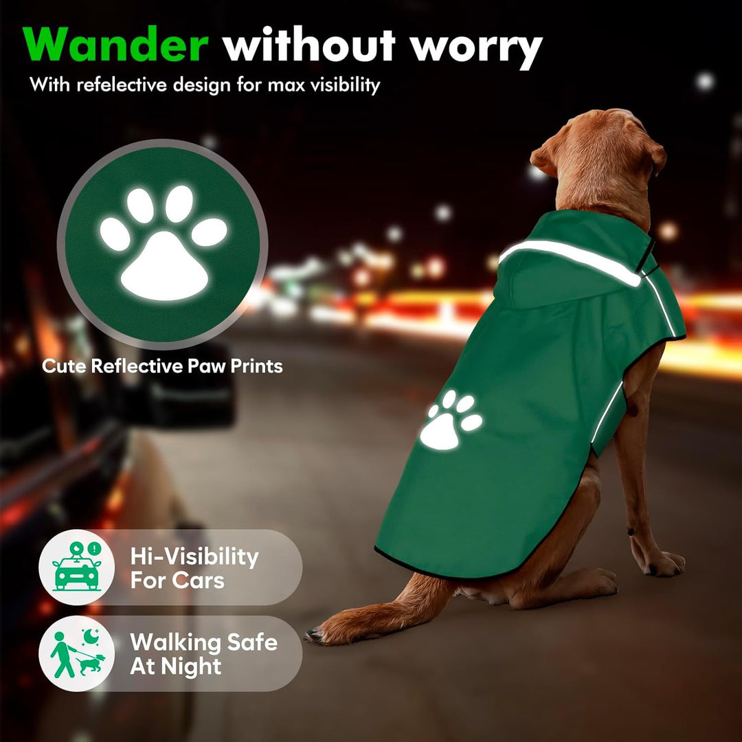 BiPawTi Regenjacke Hund Wasserdicht für Grosse Hunde – Verstellbarer Hund Regenmantel mit Reflektier