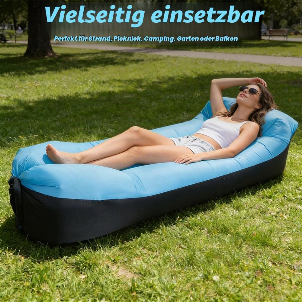 Aufblasbares Sofa 230×70cm, Luftsack mit Portable Paket, Tragbares Aufblasbare Liege, Air Lounger, S