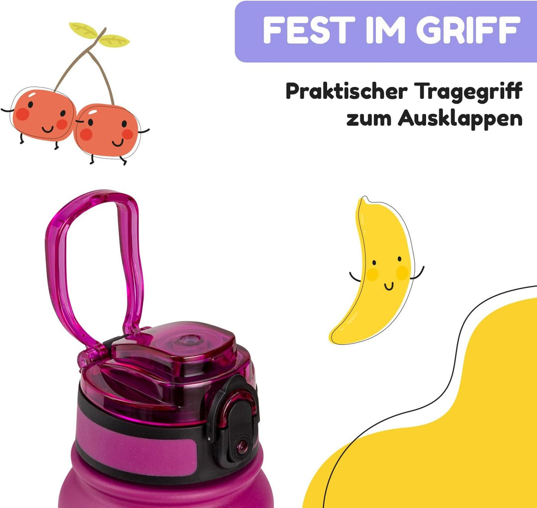 Schmatzfatz Trinkflasche Kinder Auslaufsicher, 550ml Edelstahl-Trinkflasche für Schule & Kindergarte