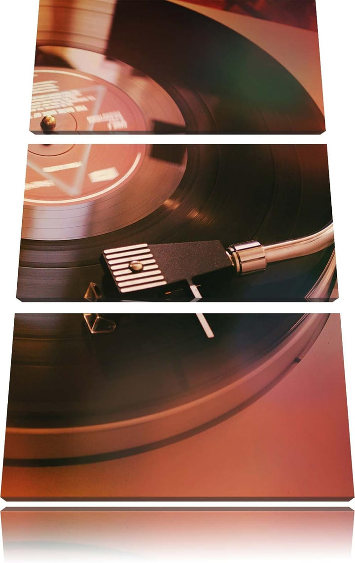 Pixxprint Schallplatte als Leinwandbild | Grösse: 3 Teilig (120x80) | Wandbild| Kunstdruck | fertig