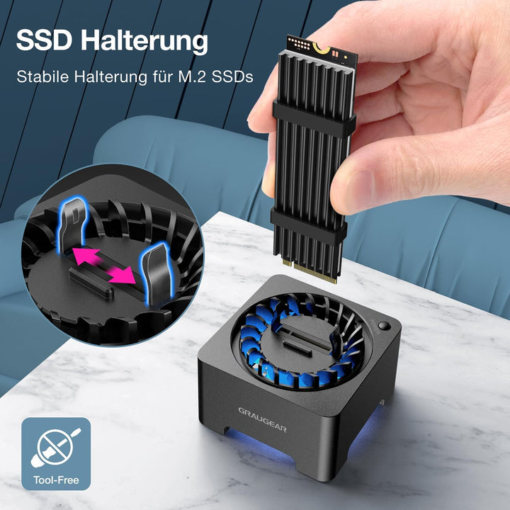 GRAUGEAR | M.2 NVMe SSD und NGFF SSD Docking-Station | RTL9210B für alle M.2 SSD | USB3.2 Gen2 10Gbi