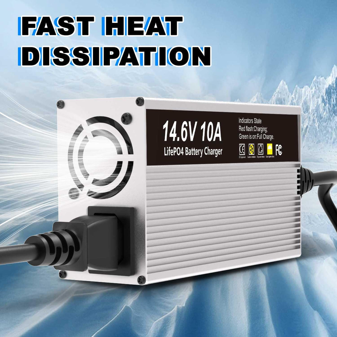 14,6V 10A LiFePO4 Ladegerät für 12V (12,8V) Lithium Eisenphosphat Batterieladegerät Schnellladung sc