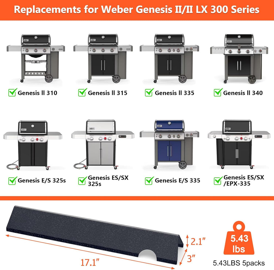 QuliMetal Aromaschienen für Weber Genesis II/LX 300, passend für Genesis II E310, II E315, II E335 (