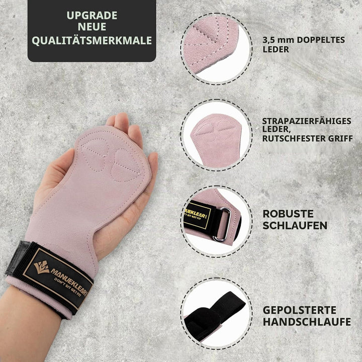 MANUEKLEAR Gewichtheben-Handgelenkbänder mit gepolsterter Handgelenkschlaufe, Leder-Gewichtheben, Ha