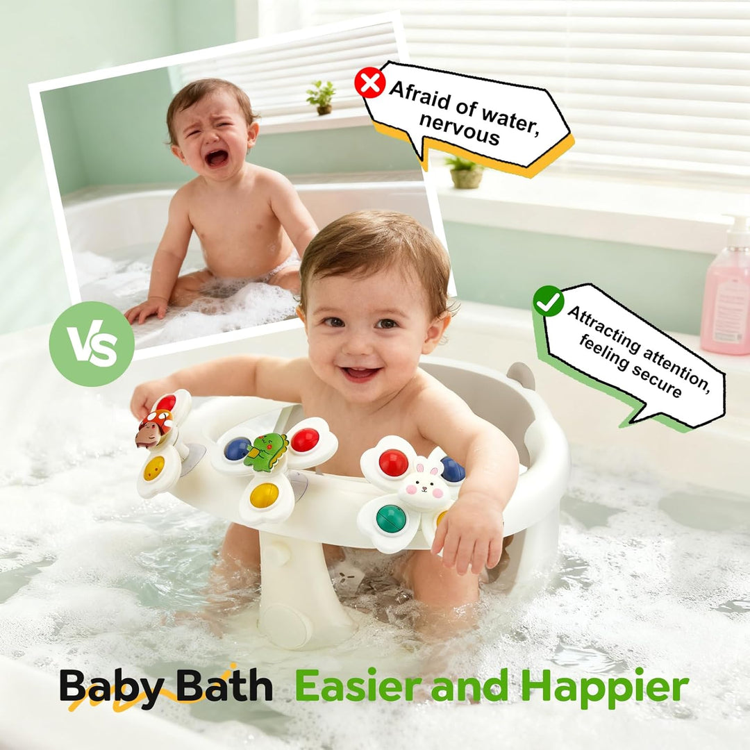 2-in-1-Baby-Badesitz – Spielzeugzentrum, 16 Teile, 4 rutschfeste Saugnäpfe, ergonomisch, 6 m - 20 kg