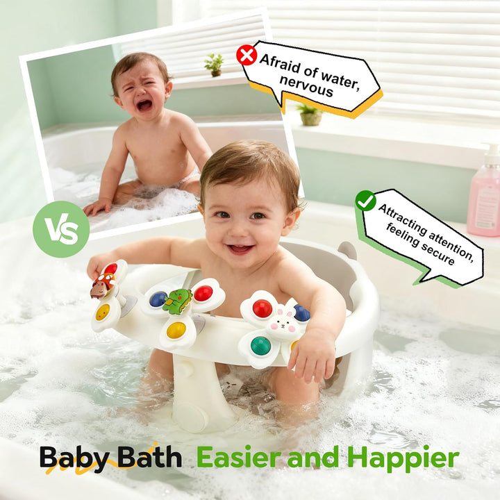 2-in-1-Baby-Badesitz – Spielzeugzentrum, 16 Teile, 4 rutschfeste Saugnäpfe, ergonomisch, 6 m - 20 kg
