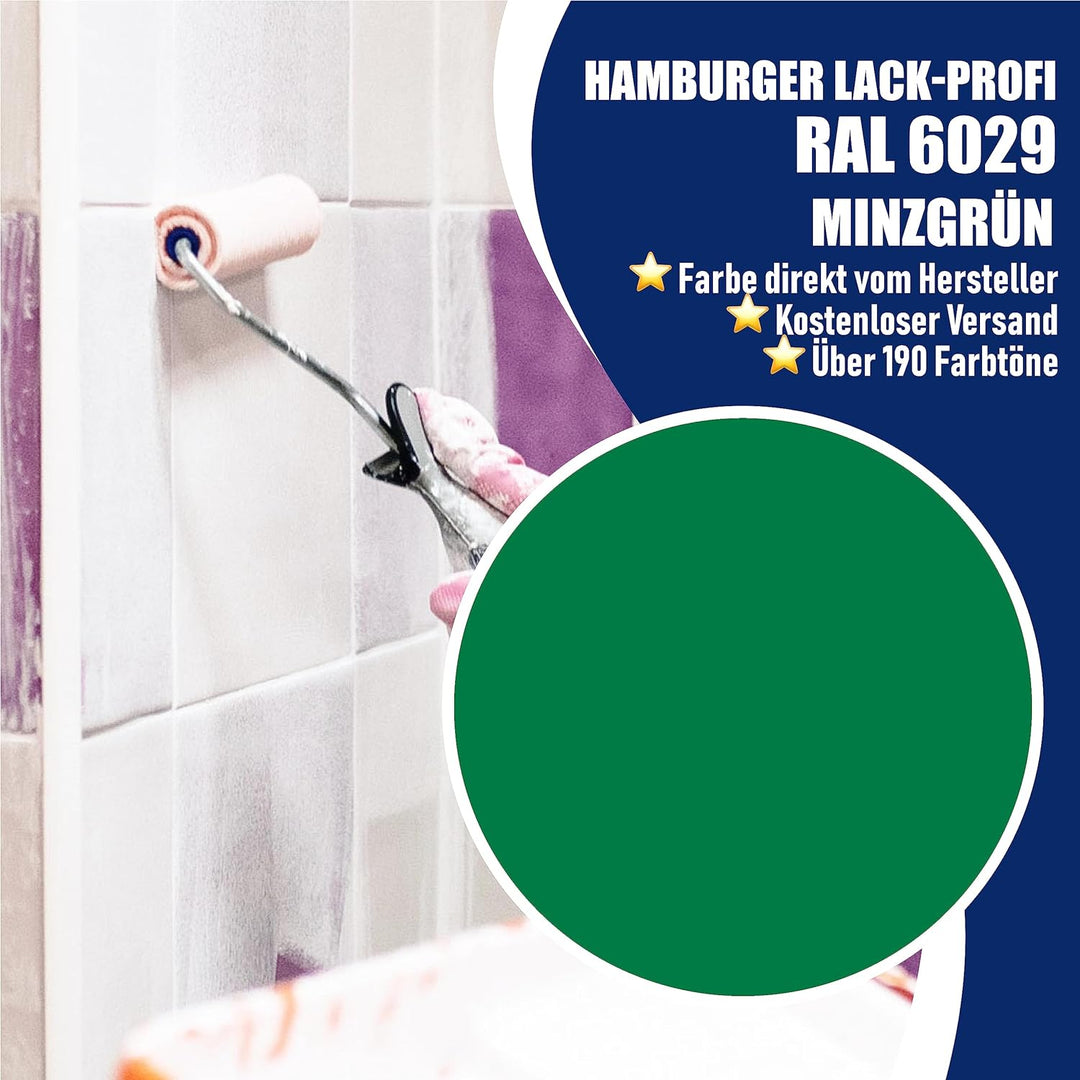 Fliesenlack MATT Minzgrün RAL 6029 Grün Fliesenfarbe im SET // Hamburger Lack-Profi (2,5 L), 2,5 L