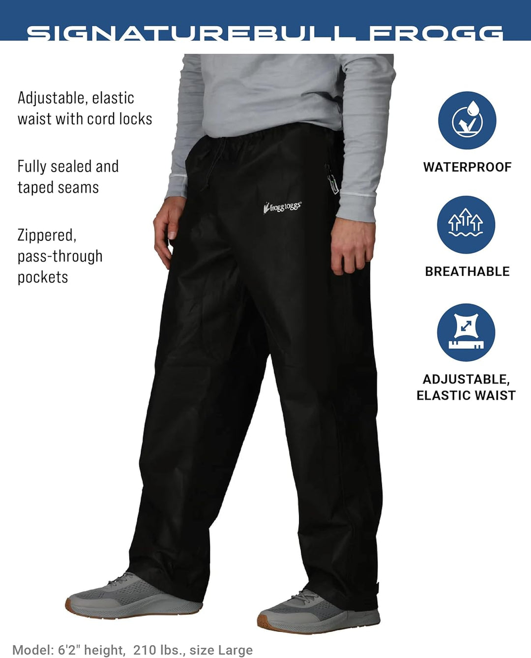 frogg toggs Herren Regenbekleidung Bull Frogg Waterproof Rain Pant M Schwarz, M Schwarz