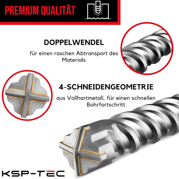 SDS Plus Bohrer Set | Hammerbohrer für Beton mit 4 Schneiden | in den Grössen 6,6,8,8,10 | Betonbohr