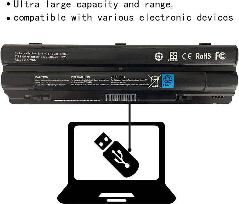 R795X JWPHF J70W7 WHXY3 R4CN5 312-1123 312-1127 453-10186 Austausch der Laptop-Batterie für Dell XPS