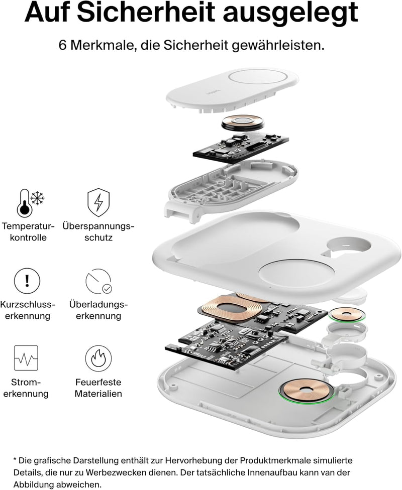 Belkin BoostCharge Ladegerät induktive 3-in-1 Ladestation Qi2, 15 W, klappbar MagSafe-kompatibles St