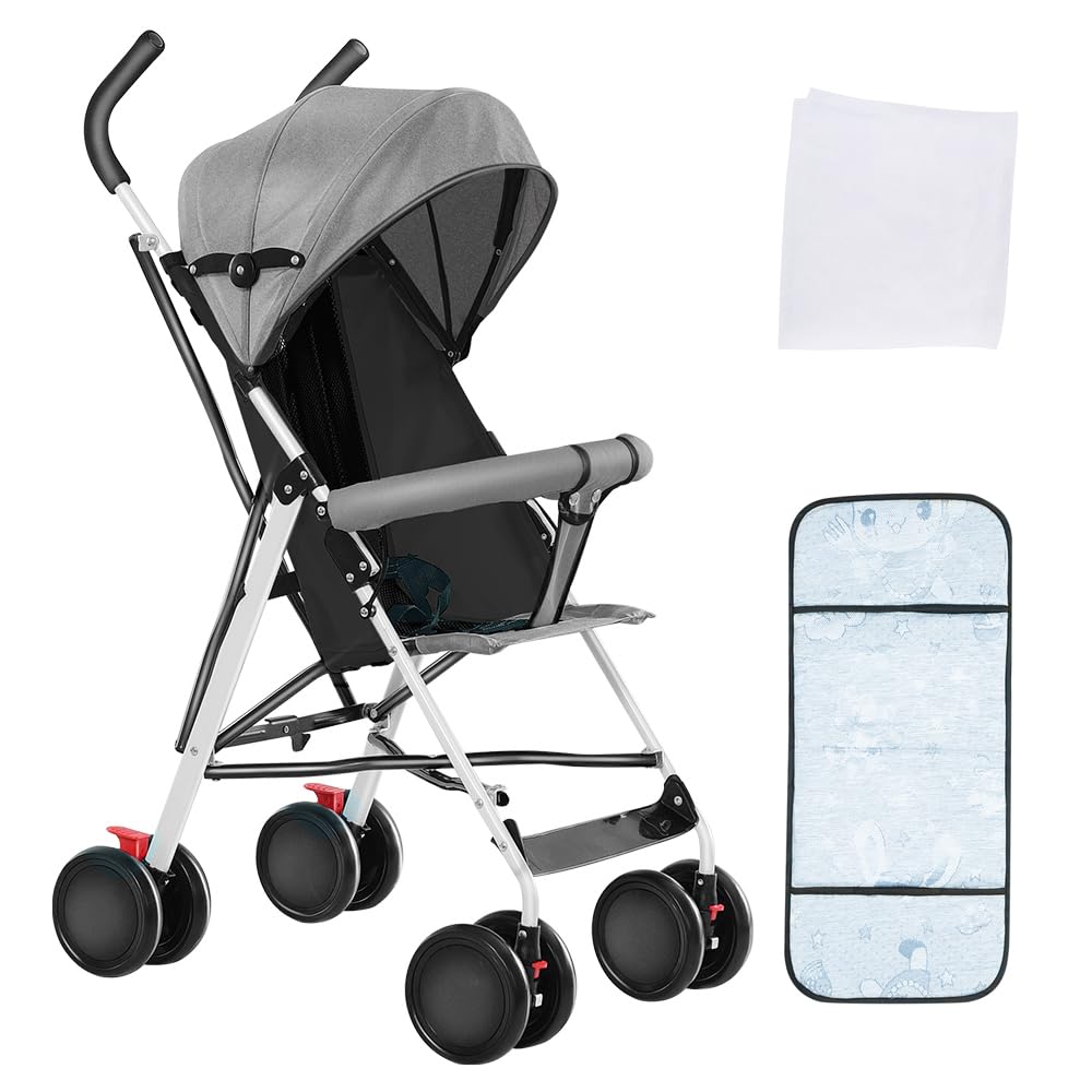 Kompakter Kinderwagen, Kinderwagen aus EVA, Kinderwagen mit 4 Rädern, Kinderwagen, sitzend, Sonnensc