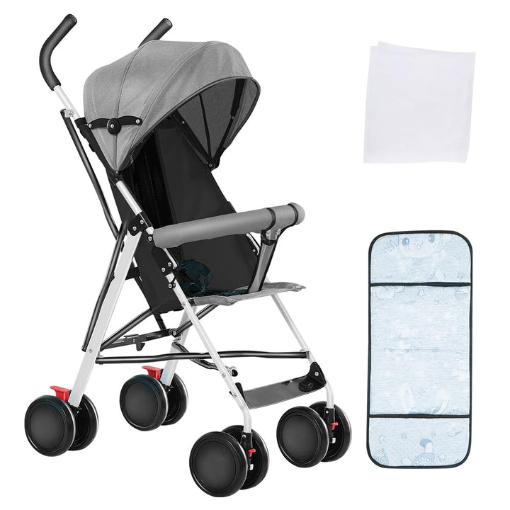 Kompakter Kinderwagen, Kinderwagen aus EVA, Kinderwagen mit 4 Rädern, Kinderwagen, sitzend, Sonnensc