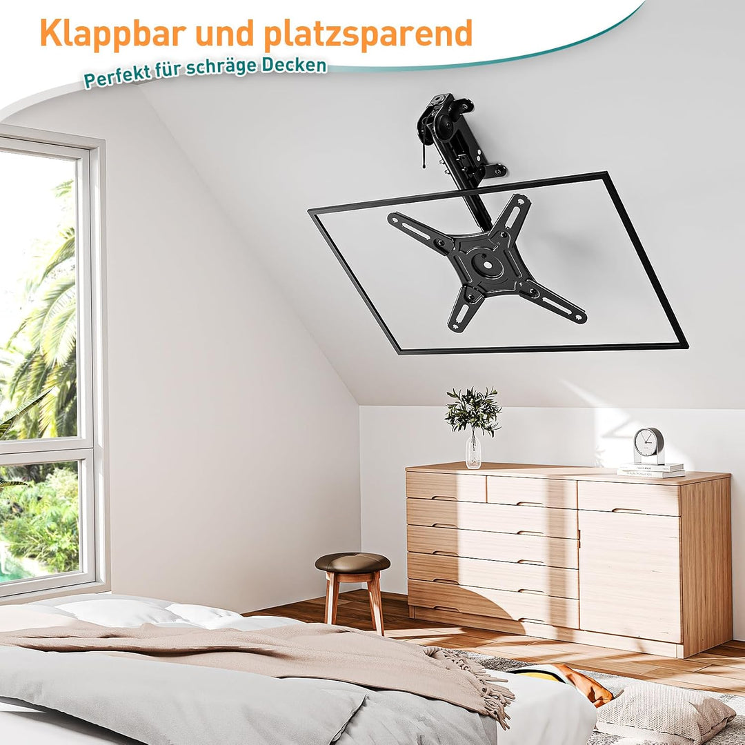 ELIVED Monitor & TV Deckenhalterung Klappbar für die meisten 14-42 Zoll Fernseher bis zu 10KG, max.