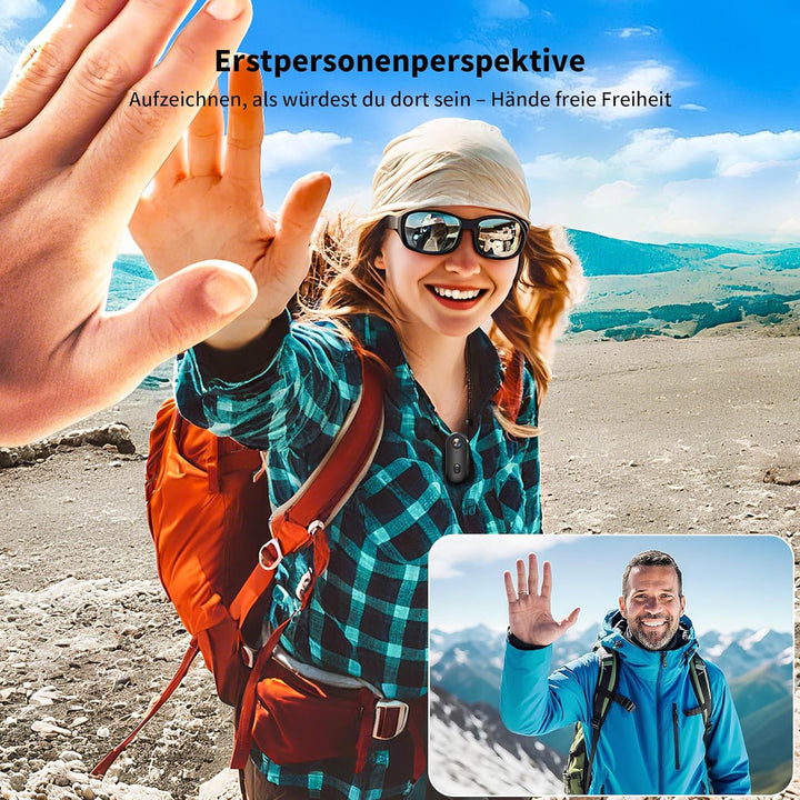 Action Cam 1080P WiFi, Bodycam Körperkamera Mini, 360° Action Kamera, Sportkamera Wasserdicht bis 30