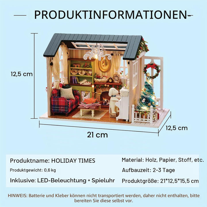 DIY Miniaturhaus-Kits mit Möbeln und LED-Lichtern, CUTEROOM 3D-Holzpuppenhaus-Kits ab 14 Jahren, zum