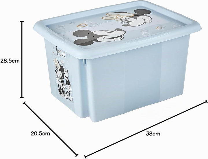 keeeper Micky Maus Aufbewahrungsbox mit Deckel, Dreh- und stapelbar, Für Kinder, 15 l, Karolina, Clo