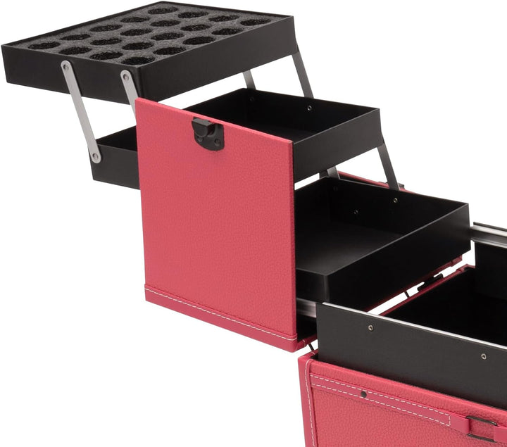 Kosmetikkoffer Trolley, Kosmetikkoffer Schminkkoffer mit 4 Rollen, Abschliessbar Friseurkoffer Rollk