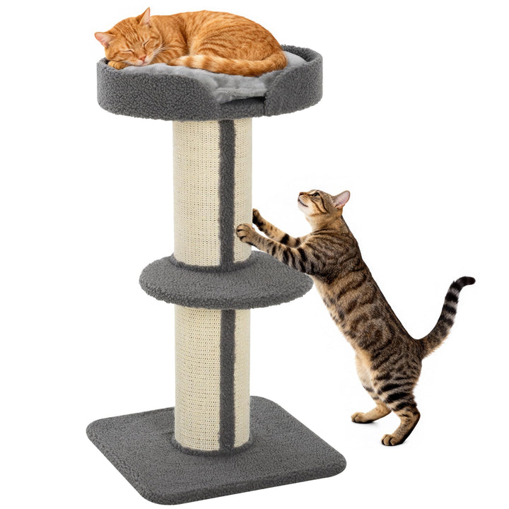 PawHut Kratzbaum Katzenturm 91 cm mit Sisalstämme, Plattform, Kissen mehrstöckiger Katzenkratzbaum,