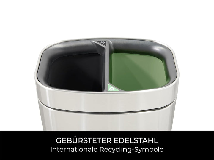 Corby Newport Doppel-Recyclingbehälter aus gebürstetem Edelstahl Brushed Stainless Steel, Brushed St