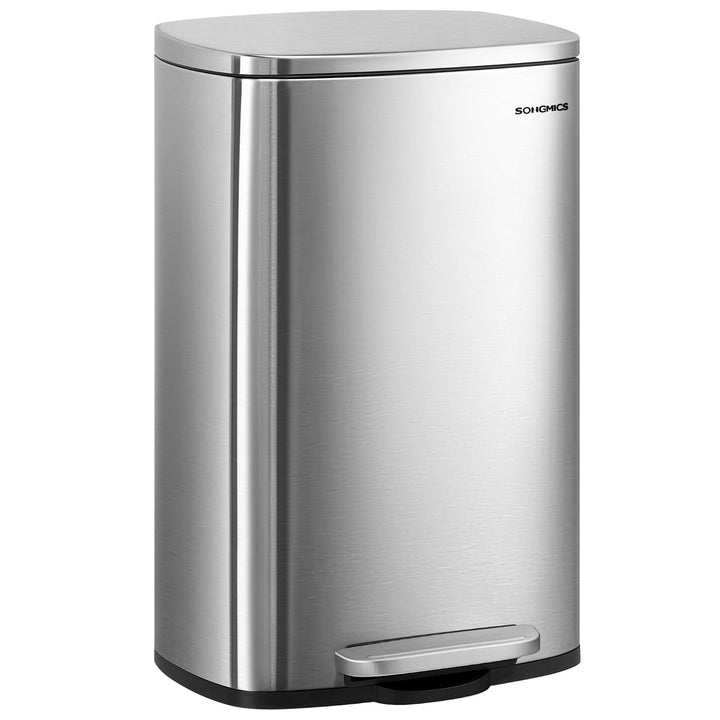 SONGMICS Mülleimer Küche, 50 Liter, Abfalleimer, Treteimer, mit Deckel, Softclose, Fusspedal, Stahl,