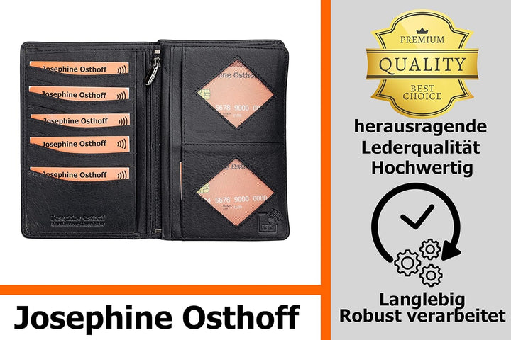 Josephine Osthoff Brieftasche Herren Leder Ausweisetui Reisepasshülle Hochformat Ausweishülle Damen