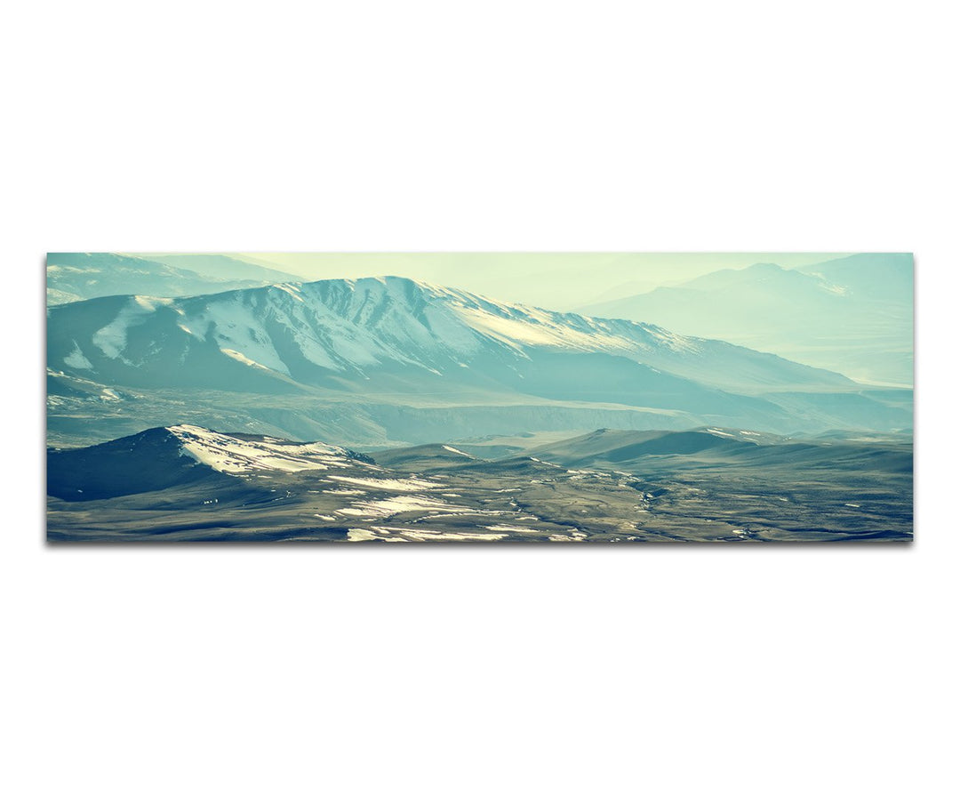 Paul Sinus Art Panoramabild auf Leinwand und Keilrahmen 120x40cm Berge Gebirge Schnee Landschaft Dun