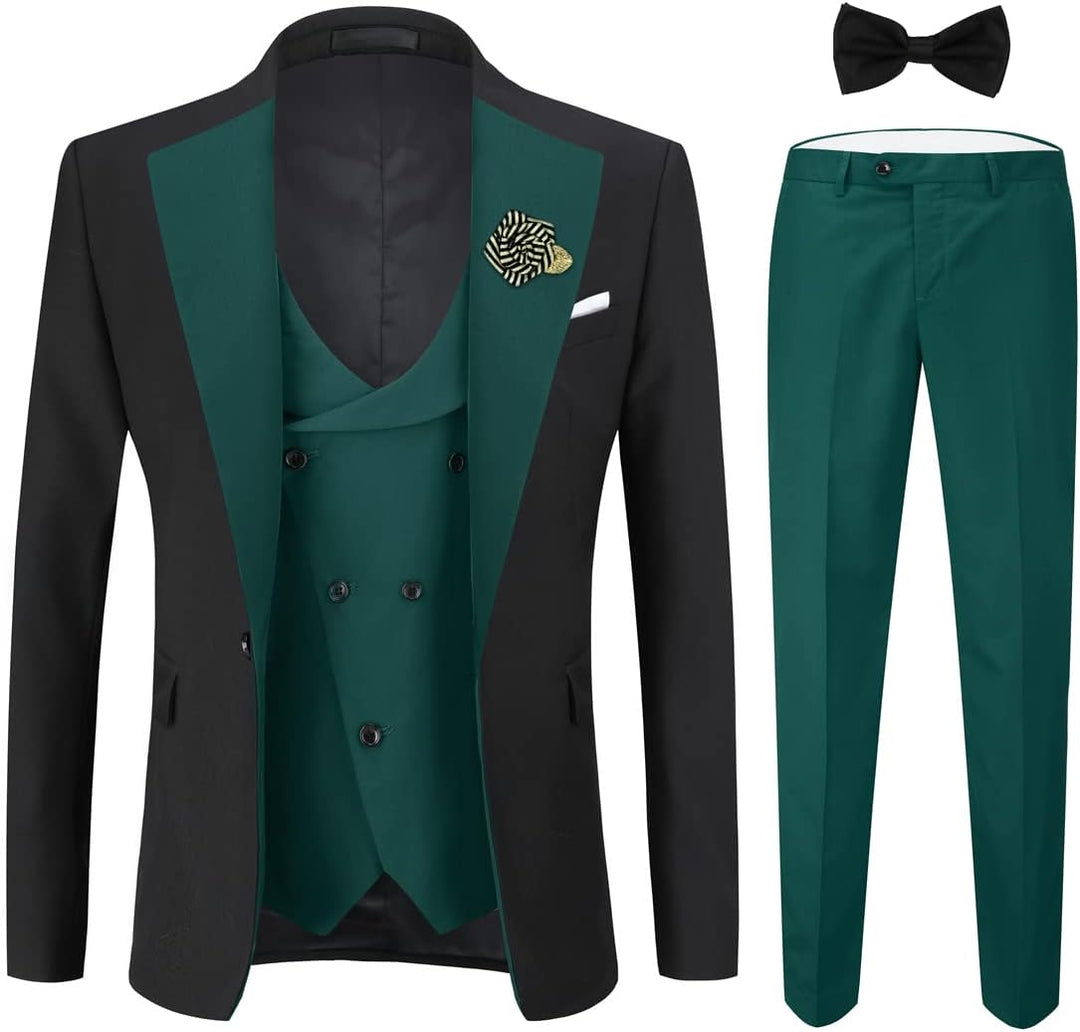 Sliktaa Anzug 3 Teilig Herren Business Smoking Anzüge Slim Fit Herrenanzug Formell Sakko Weste Hose