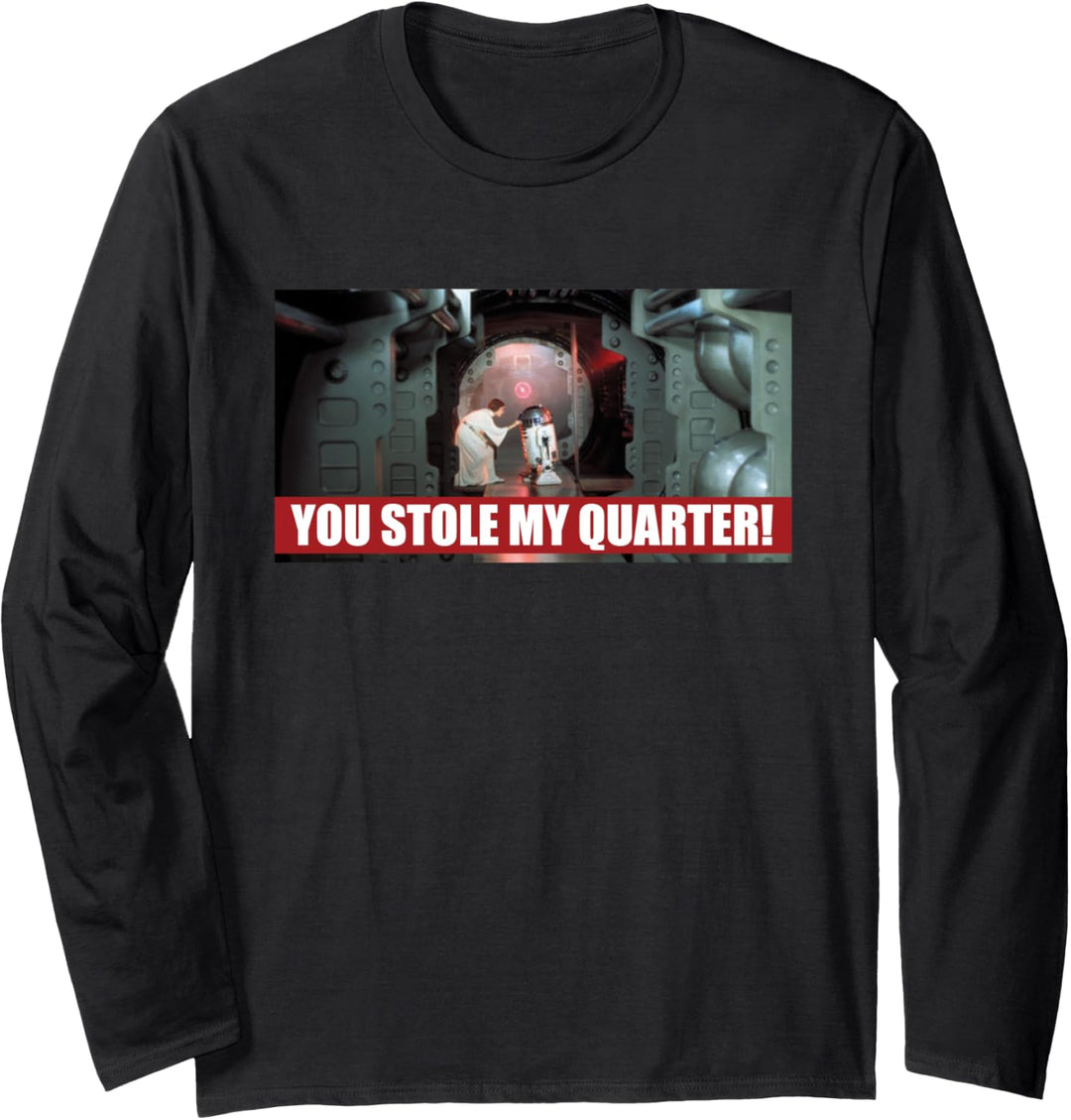 Star Wars Princess Leia and R2-D2 You Stole My Quarter Meme Langarmshirt