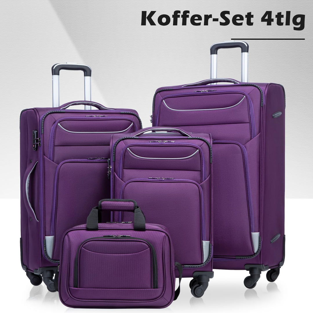 COOLIFE Koffer Trolley Koffer Reisekoffer von 4 Rollen Stoffkoffer Handgepäck TSA-Schloss Der Koffer