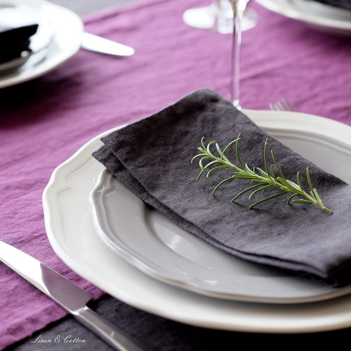 Linen & Cotton 4 x Stoffservietten Servietten Stoff Leinenservietten Einfarbig Nordic - 100% Leinen,