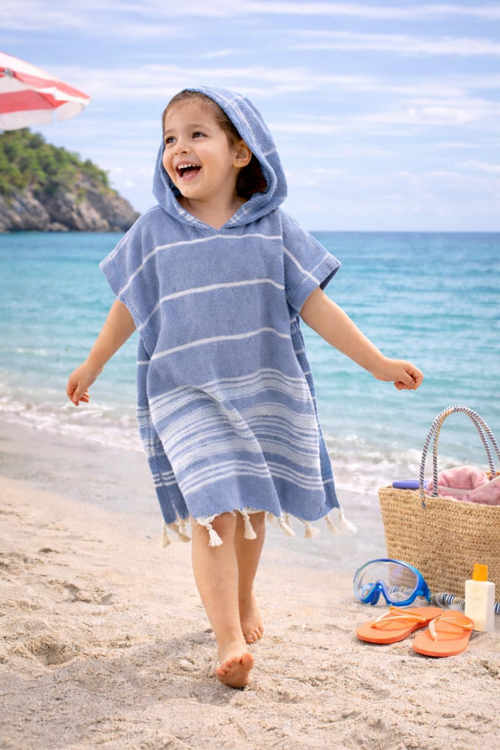 ELY PARKER Strandponcho für Kinder - 100% Baumwolle Strandtuch &amp; Strandkleid - Saugstarkes Badeponch