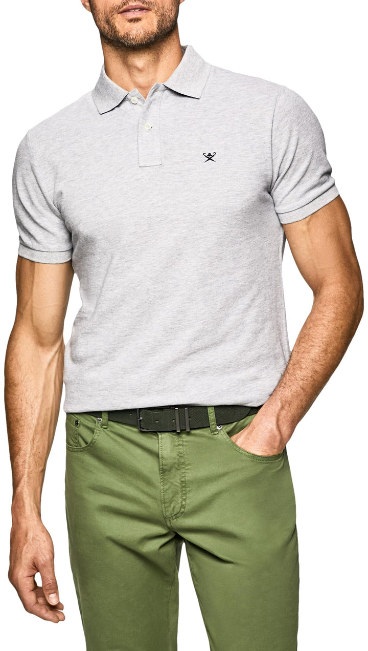 Hackett London Herren Slim Fit Logo Polo Shirt S Grey (Light Grey), S Grey (Light Grey)