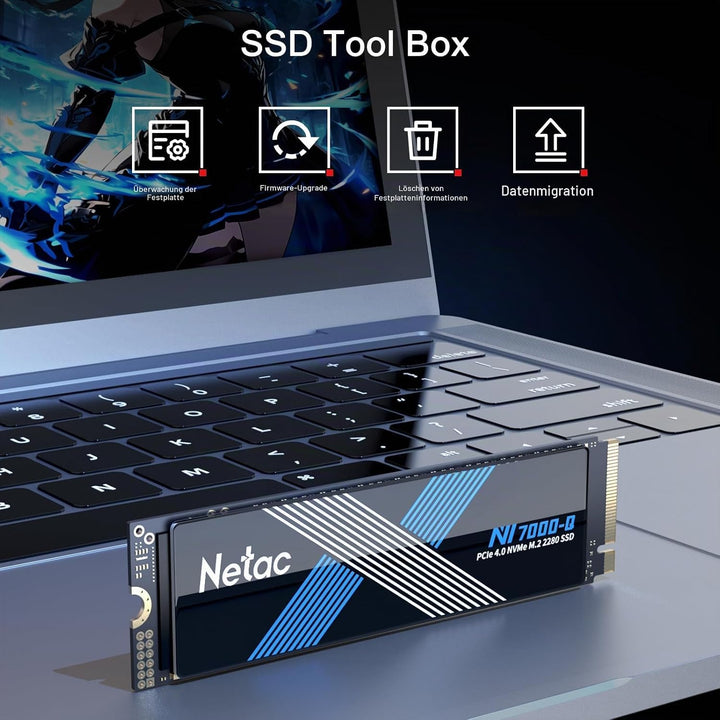 Netac NV7000-Q 1TB PCIe 4.0 Nvme SSD 1TB Internes Solid-State-Laufwerk bis zu 7100MB/s für PC Gamer