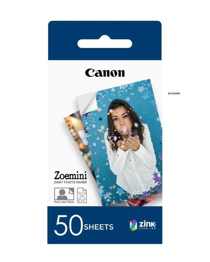 Canon Zoemini 5 x 7,5 cm ZINK Fotopapier | Packung Mit 50 Blatt | Keine Tinte, Kein Aufwand. | Perfe