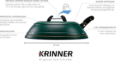 KRINNER Weihnachtsbaum Christbaumständer Vario Classiv Grün 39cm inkl. Fusspedal-und Einseiltechnik