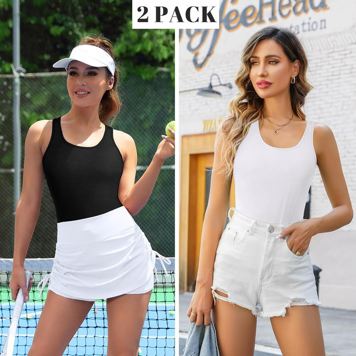 Charmo Unterhemd Damen BH-Hemd Basic Racerback Tank Tops mit Regal-BH Baumwoll Stretch eng Top Slim