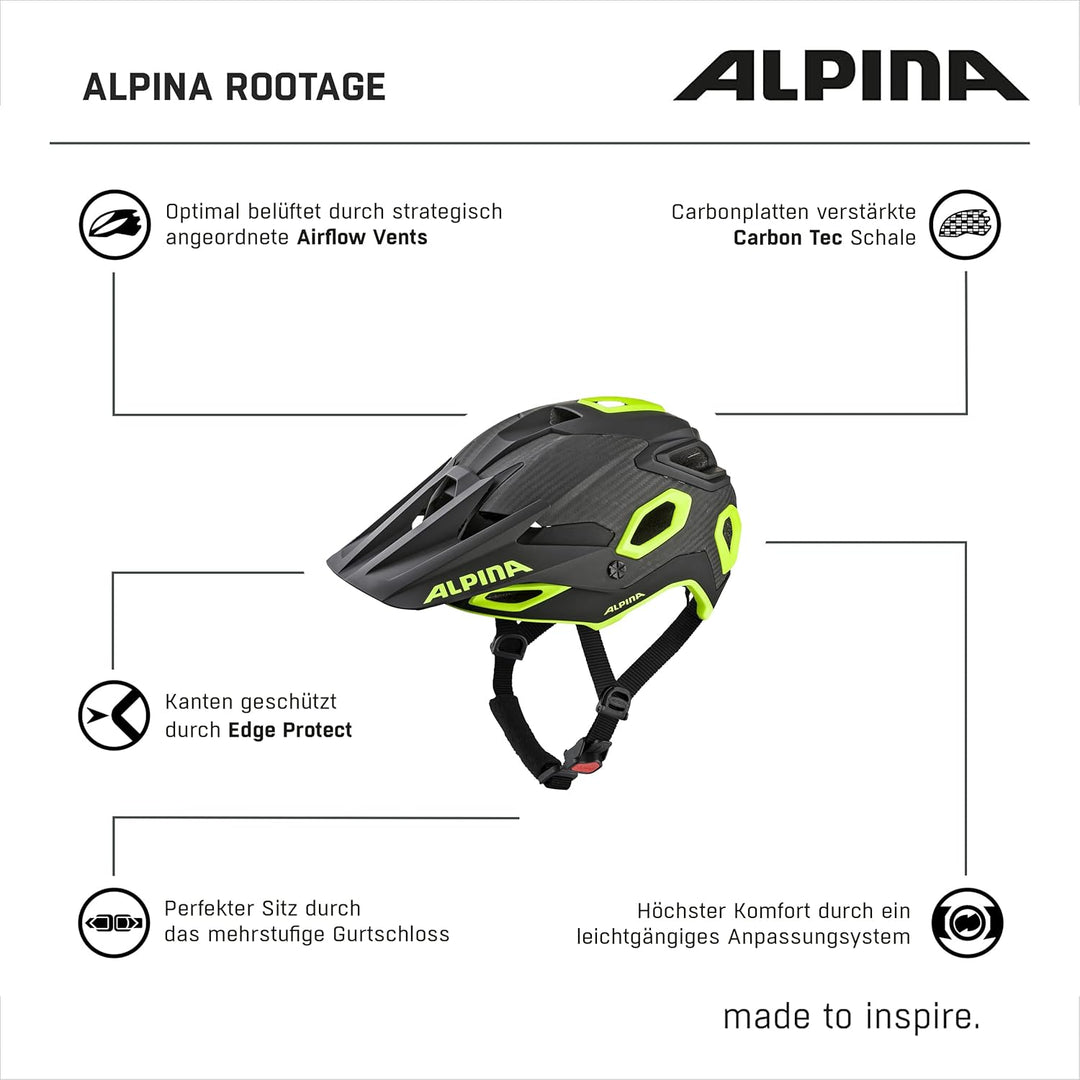 ALPINA ROOTAGE - Extrem Robuster, Carbonfaser-Verstärkter Enduro & Trail Fahrradhelm Mit Kühlenden P