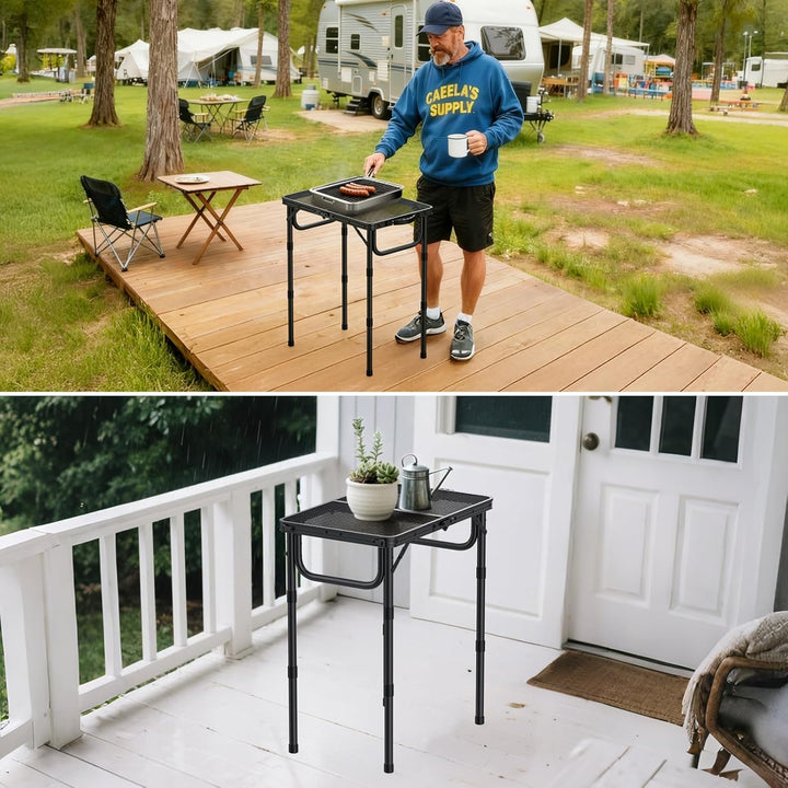 VINTEAM Campingtisch Klappbar 58x40cm, 3 Höhenverstellbar Leicht & Tragbar, Aluminium Metallgitter,